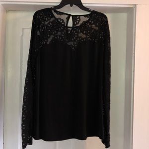 Black Jersey and jacquard knit top